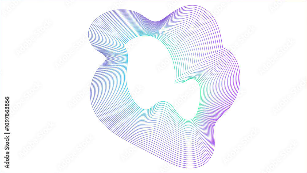 Aufkleber Random pattern dynamic fluid line blend abstract vector. Dynamic colorful gradient line blend. random round and circular pattern sound wave frequency line blend for design element. 