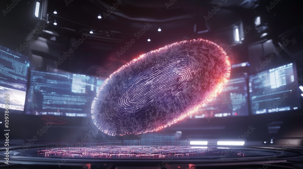 Poster digital fingerprint over computer