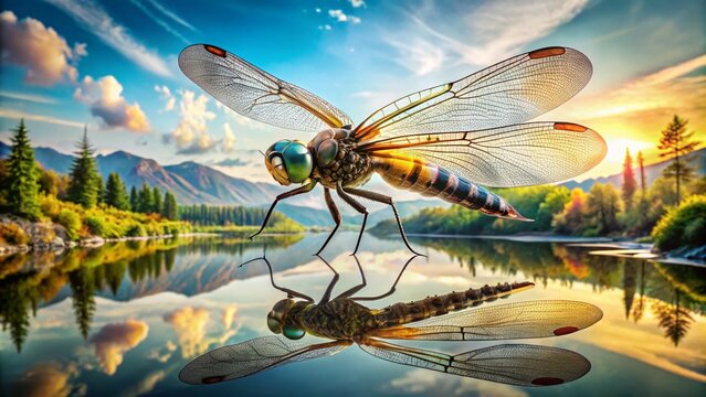 Enchanting Double Exposure Photography of Insects: Dragonflies, Flies, and Other Winged Creatures Blending with Nature's Beauty in a Captivating Artistic Display