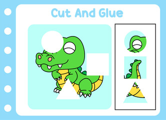 cut and glue for kids. little alligator.