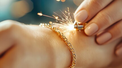 Trendy Permanent Gold Bracelet Welding on Wrist