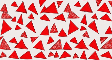 Red Triangle pattern hand drawn design on White background illustration