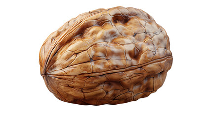Obraz premium A single walnut with a cracked shell and the nut visible inside, set against a plain white background.