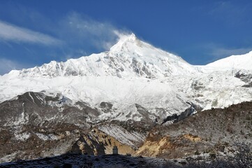 snow covered mountains in Nepal Himalayas