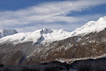 snow covered mountains in Nepal Himalayas