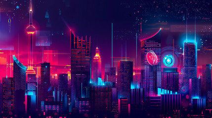Obraz premium Internet of things concept in city.