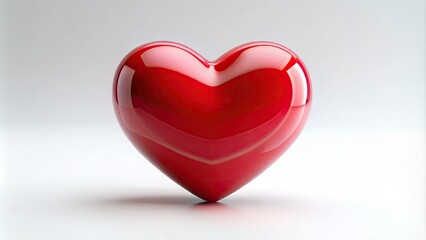 Fototapeta premium Cute 3D Red Heart Love Isolated on Minimalist White Background - Perfect for Valentine's Day, Romantic Themes, Love Illustrations, Heart Graphics, and Minimalist Designs