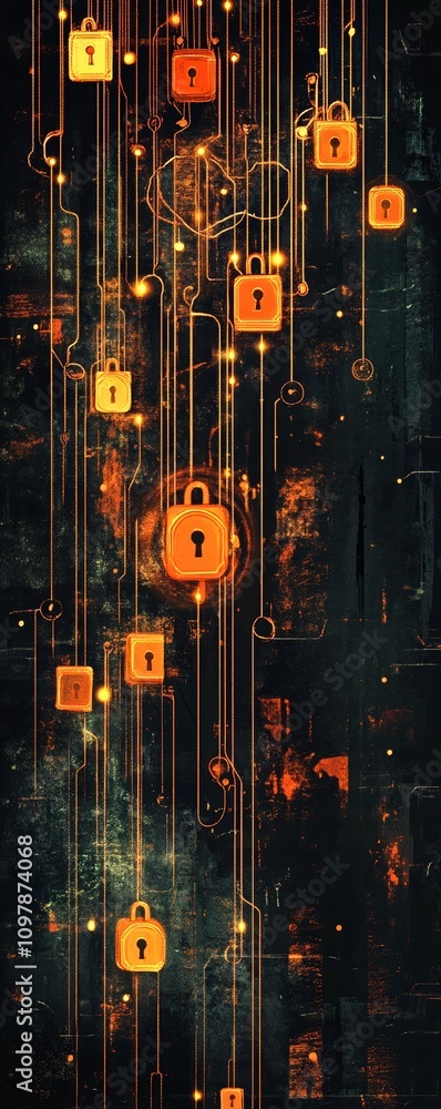 Aufkleber data stream security concept digital graphic abstract high-tech cybersecurity