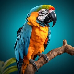 Fototapeta premium Brilliant Parrot Highlighted Perfectly on a Minimalistic Plain Background 