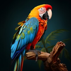 Fototapeta premium Brilliant Parrot Highlighted Perfectly on a Minimalistic Plain Background 
