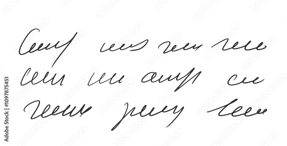 Poster handwritten scribble memo letter. freehand text note. unreadable doodle write by pen isolated on whi