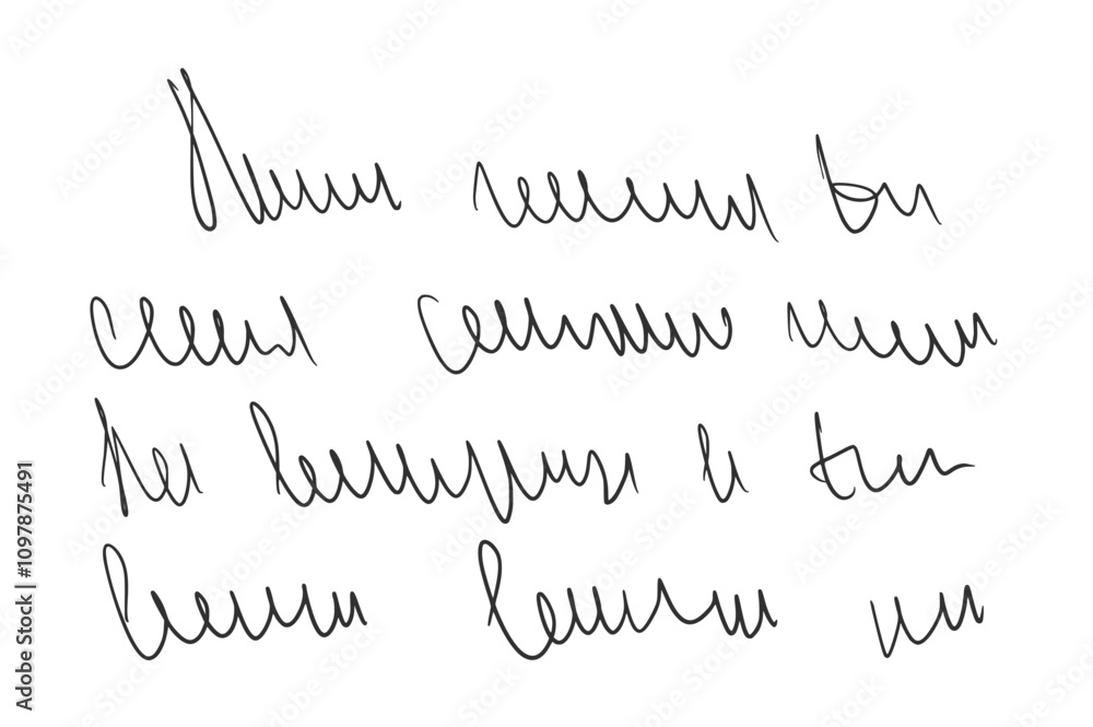 Poster handwritten scribble letter. freehand text note. unreadable doodle write by pen isolated on white ba