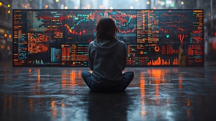 Business Professional Analyzing Global Market Trends on Digital Dashboard