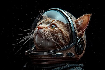 An astronaut cat explores the vast expanse of space