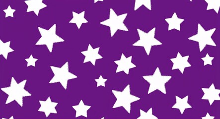 White Star pattern hand drawn design on Purple background illustration