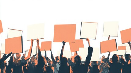Activists Raising Voices During a Protest with Blank Banners
