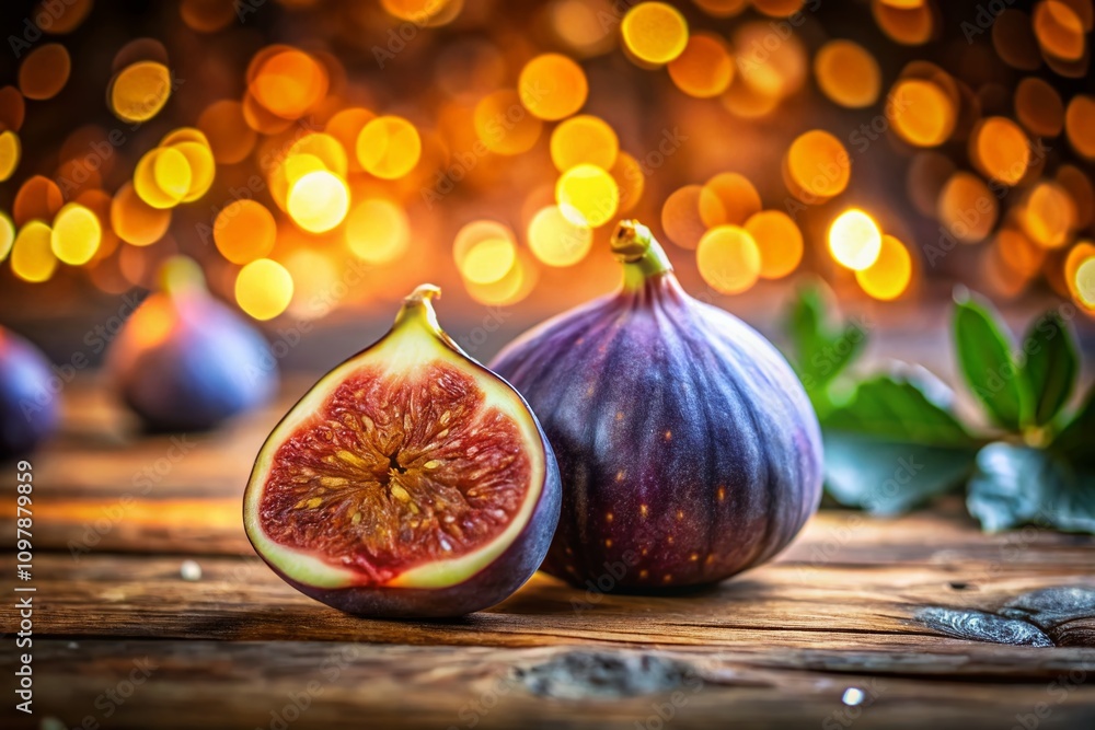 Poster fresh fig isolated on a soft bokeh background, perfect for culinary and health-related projects, sho