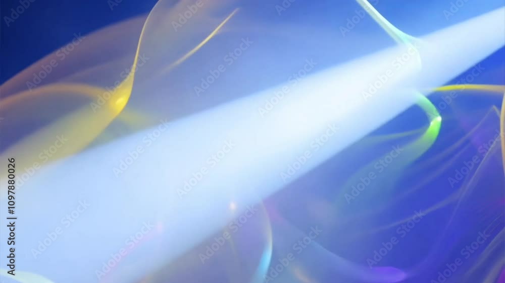 Wall mural celestial swirls: abstract light beams pierce through flowing, iridescent fabrics, creating a mesmer
