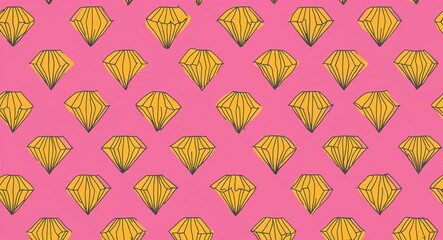 Yellow Diamond pattern hand drawn design on Purple background illustration