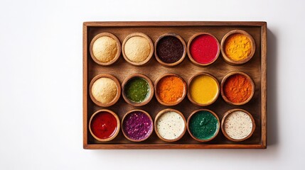 Naklejka premium Colorful Pani Puri Tray with Spices and Chutneys