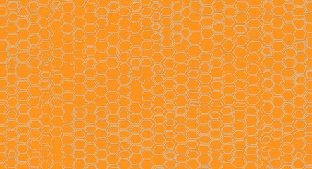 Yellow Hexagon pattern hand drawn design on Orange background illustration
