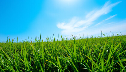 Obraz premium green grass and blue sky