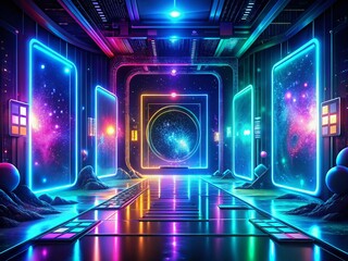 Futuristic HUD Light Frame Background Collection for Innovative Portrait Photography Enhancements and Digital Art Applications, Perfect for Sci-Fi and Tech-Themed Visual Projects