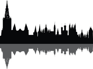 Naklejka premium castles black silhouette with reflection isolated on white