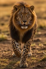 Naklejka premium Crossbreeding of Leopard and Lion