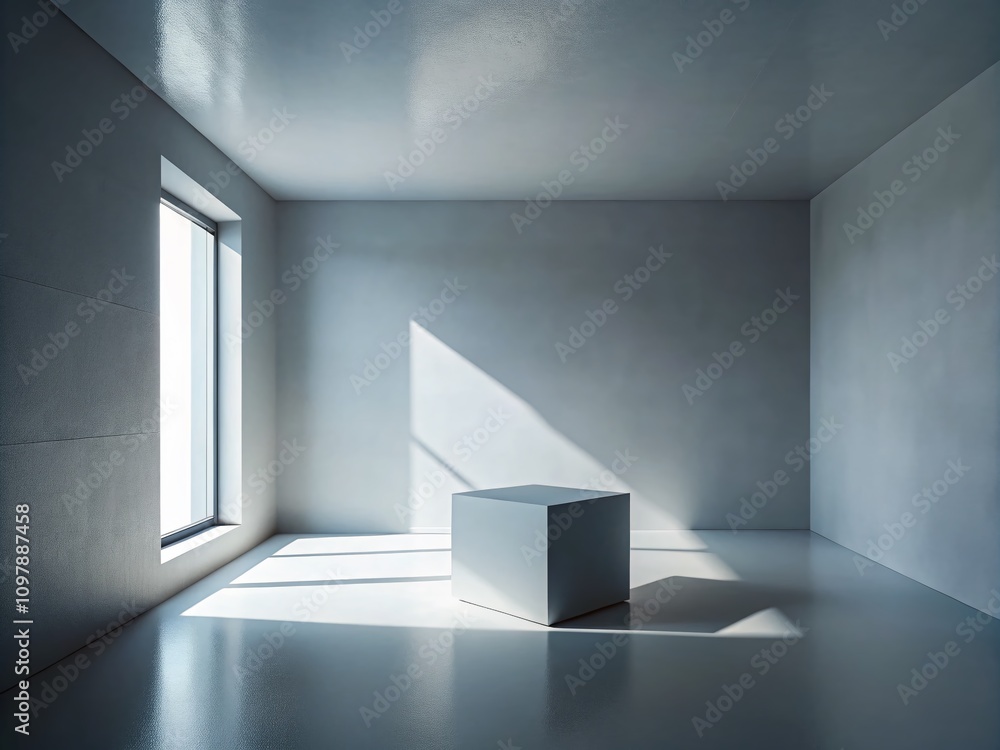 Poster grey shadow in a square room: an artistic exploration of light and space with a focus on depth and m