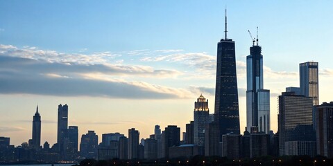 Obraz premium Clean City Skyline Banner Background