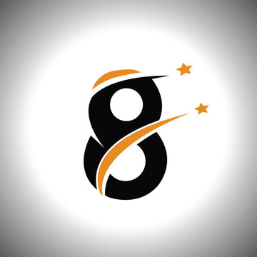 number 8 logo with star concept logo for aniversary template vector