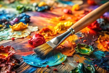 Fototapeta premium Long Exposure Paint Palette Knife Brush Artistic Still Life