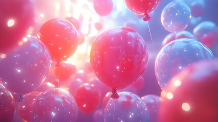 Pink and White Balloons 3D Illustration