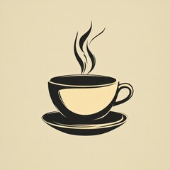 Obraz premium A stylized illustration of a steaming coffee cup on a saucer.