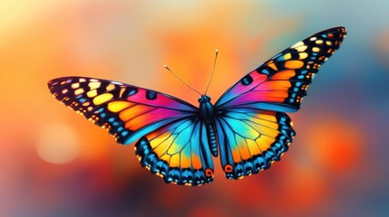 Vibrant Butterfly in Flight Against a Soft Nature Background