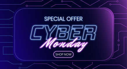 Cyber monday sale illustration. Sale banner template for advertising, promotion, web banner, social media