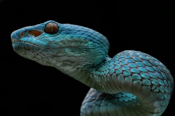 Close-up blue insularis snake