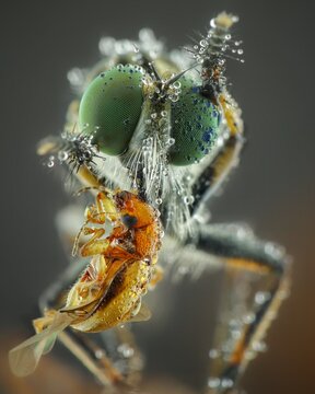 Canibal robberfly with prey