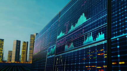 Advanced Stock Market Screen with Solar Energy Graphics Display
