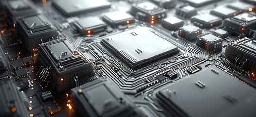 Fototapeta premium Technology chip, high-tech background, clean and concise.