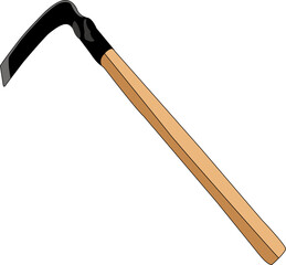 농사할때 필요한 농기구 중 하나로 사각모양과 나무 손잡이모양의 사각괭이