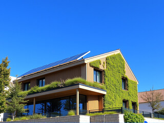 A house featuring solar panels installed on its roof, showcasing sustainable energy solutions.