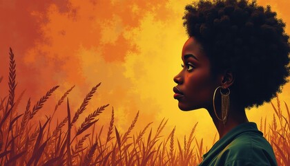 Black History Month celebration poster. BHM Wallpaper. African-American people background in warm colors 2D drawing art style