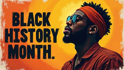 Black History Month celebration poster. BHM Wallpaper. African-American people background in warm colors 2D drawing art style