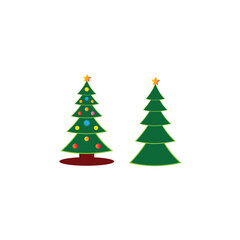 Christmas tree isolated on a white background. Colorful winter tree collection for the holidays of Christmas and New Year. Vector illustration.