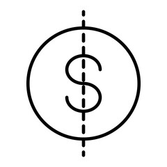 Split Payment Icon with Dollar Sign Divided by Dotted Line