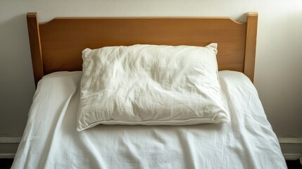Obraz premium Unmade Bed with Single Pillow Left Undisturbed in Quiet Room