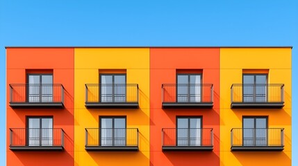 Fototapeta premium Vibrant modern apartment building with colorful facade