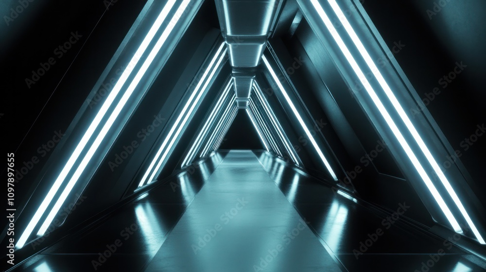 Poster a triangle-themed spaceship, showcasing an advanced design with sleek lines and luminous panels. bri